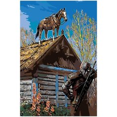 Живопись по номерам картина по номерам Ведьмак и конь на крыше Z-Z10183942, 60 х 40 см