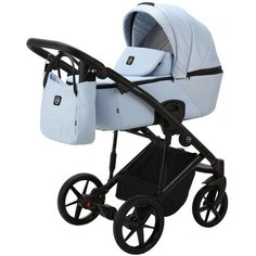 Коляска универсальная Adamex Mobi Deluxe 2 в 1, M-SD3 - Голубая матовая и перламутровая эко-кожа
