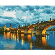 Алмазная мозаика "Ночной мост", 40x50 см, ВанГогВоМне