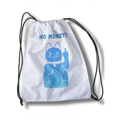 Мешок для cменной обуви надписи no money, кот, средний палец, неко, приколы, шрифты, надписи, слова - 3018 Brut Bag