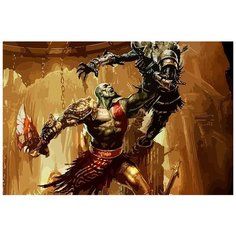 Картина по номерам на холсте Игра God of War Кратос - 6219 Г 60x40