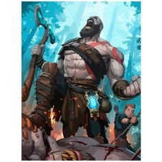 Картина по номерам на холсте Игра God of War Кратос - 6216 В 30x40