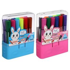 Фломастеры 12 цветов Jambo, утолщённые, в пластиковом пенале, вентилируемый колпачок, микс Flash Me