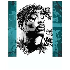 Картина по номерам на холсте Музыка 2pac Тупак Шакур - 6289 В 60x40
