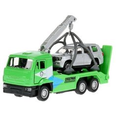 Набор металлических инерционных машин «Камаз-эвакуатор + Toyota Land Cruiser», 12 см и 7,5 см Технопарк