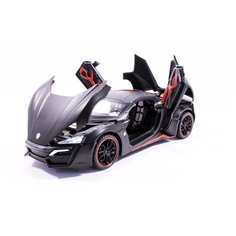 Машинка коллекционная Lykan HyperSport Ликан ГиперСпорт CheZhi 1:24, открываются двери, капот, багажник, свет, звук, инерционная черная
