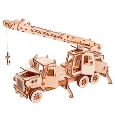 Конструктор из дерева фанеры для сборки " Автокран ". Деревянная сборная модель конструктор игрушка Pollika