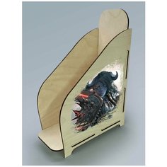 Органайзер лоток, подставка для бумаги, документов деревянная с цветным принтом 1 отделение игры варкрафт вов wow дренейка воин - 105 Art Wood