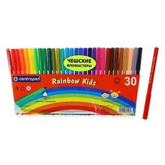 Фломастеры 30 цветов 2.0 мм Centropen 7550 Rainbow Kids, смываемые, линия 1.0 мм