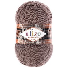Пряжа Alize Lanagold Fine, 49 % шерсть, 51 % акрил, 100 г, 390 м, 1 шт., 240 коричневый меланж