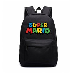 Рюкзак с логотипом Марио (Mario) черный №2 Noname