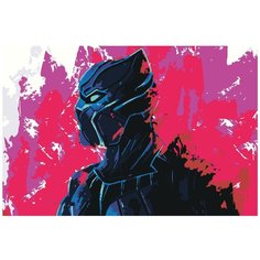 Картина по номерам, "Живопись по номерам", 48 x 72, FU107, поп-арт, супергерой, пантера, Чёрная пантера, женщина, кошка, Марвел, сила