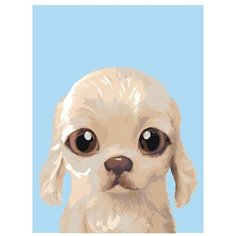 Картина по номерам, "Живопись по номерам", 75 x 100, A583, маленький, щенок, рисунок, большие глаза, милый, домашний, питомец