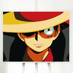 Картина по номерам, холст на подрамнике - Аниме One Piece - Луффи В Шляпе RED Panda