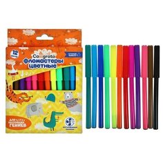 Calligrata Фломастеры 12 цветов, вентилируемый колпачок, в картонной коробке