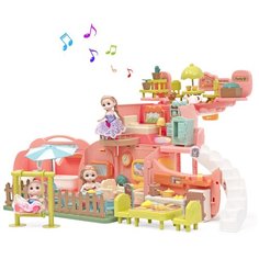 Игровой набор с куклами Funkids "Домик Мечты" для детей, кукольный домик с мебелью (рюкзак-траснформер), арт. CC6671