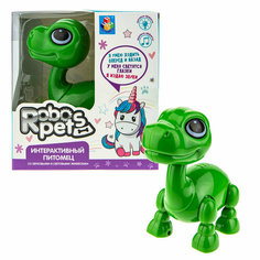1 toy 1TOY RoboPets игрушка интерактивная Динозавр, зеленый, (mini), свет, звук, движение (2*ААА, не входят), коробка 12,5x8x12,5