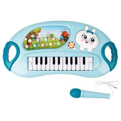 Детское пианино с микрофоном Зайка на батарейках со световыми и звуковыми эффектами Zhorya