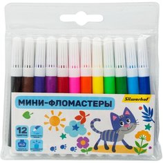 Фломастеры Silwerhof Веселые друзья 8мм 88мм круг. Вентилируемый 12цв. пакет с европодвесом 1549542