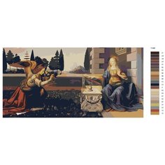 Картина по номерам Y-446 "Леонардо да Винчи - Благовещение. Репродукция" 40х80 Brushes Paints