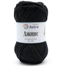 Пряжа для вязания Astra Premium Джинс (Jeans), 50г, 135м (48% хлопок, 52% акрил) (999 черный), 4 мотка