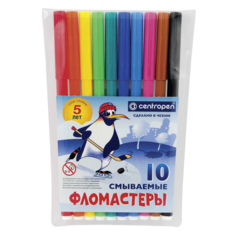 Фломастеры 10 цветов CENTROPEN "Пингвины", смываемые, вентилируемый колпачок, 7790/10ET, 7 7790 1086, 5 наборов