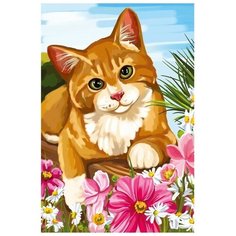 Алмазная мозаика с полным заполнением 20х30 «Кот», холст Школа талантов
