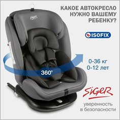 Автокресло детское поворотное Siger Престиж IsoFix от 0 до 36 кг, цвет маренго