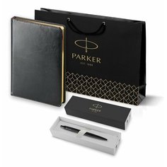 Подарочный набор: Шариковая ручка Parker Jotter XL SE20 Monochrome в подарочной упаковке, цвет: Black, стержень: Mblue и Ежедневник черный недатирова