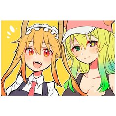 Картина по номерам на холсте Аниме Кобояси и ёё горнчиная Дракон 5518 60x40