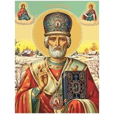 Картина по номерам на холсте Икона на которой изображен Николай Угодник - 1726 30X40