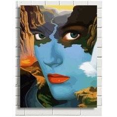 Картина по номерам на холсте Сюрреализм (Девушка, озеро, горы) - 9052 В 30x40