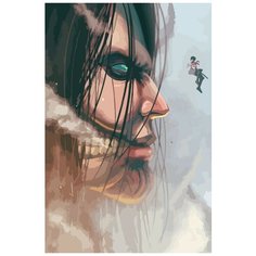 Картина по номерам на холсте Аниме Атака Титанов (Леви Аккерман, Эрен Йегер) - 7421 В 60x40