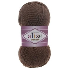 Пряжа Alize Cotton Gold (Ализе Коттон Голд) - 2 мотка 493 коричневый 55% хлопок, 45% акрил 330м/100г