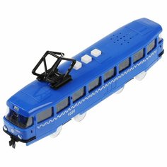 Трамвай Технопарк Т3, синий, пластиковый, инерционный, свет, звук TRAMOLD-22PLMOS-BU