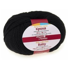 Пряжа из Троицка "Кроха" 80% акрил, 20% шерсть 10 шт.х50г 135м №002 чёрный Троицкая камвольная фабрика