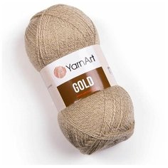 Пряжа для вязания YarnArt Gold (ЯрнАрт Голд) - 3 мотка 9048 бежевый с люрексом, блестящая, 92% акрил, 8% металлик, 400 м/100г