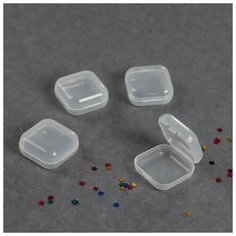 Набор контейнеров для декора, 4 шт, 2,7 х 2,7 х 1 см, цвет прозрачный Queen Fair