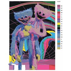 Картина по номерам X-937 "Компьютерная игра Poppy Playtime. Хагги Вагги и Кисси Мисси" 50х70 Brushes Paints