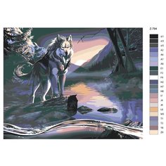 Картина по номерам Z-794 "Волк у пруда" 60x80 Brushes Paints