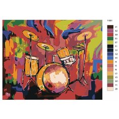 Картина по номерам Y-881 "Барабаны на разноцветном фоне" 40х50 Brushes Paints
