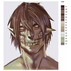 Картина по номерам T896 "Аниме Атака титанов. Эрен Йегер трансформация в титана" 40X50 Brushes Paints