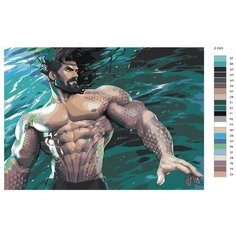 Картина по номерам Z1003 "Аквамен-Джейсон Мамоа- Jason Momoa" 60x90 Brushes Paints