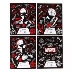 Тетрадь 24 листа, линейка, 4 вида микс, Человек-паук Marvel