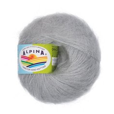 Пряжа ALPINA "GRACE" 72% супер кид мохер, 28% шелк 4 шт. х25г 210м №07 светло-серый