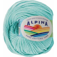 Пряжа для вязания крючком спицами Alpina Альпина RENE классическая средняя мерсеризованный хлопок 100%, цвет №137 Светло-бирюзовый 105 м 10 шт по 50 г