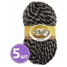 Пряжа Adelia ZOLTAN (147), черный-серый-белый, 5 шт. по 100 г
