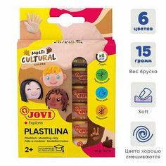 Пластилин на растительной основе, 6 цветов, 90 г, телесная палитра, европодвес, для малышей Jovi