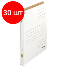 Комплект 30 шт, Скоросшиватель из микрогофрокартона STAFF, 30 мм, до 300 листов, белый, 128991