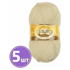 Пряжа полушерсть Adelia Аделия JAKE CLASSIC классическая тонкая, шерсть/нейлон, цвет №04 Светло-бежевый 5 шт, 410 м